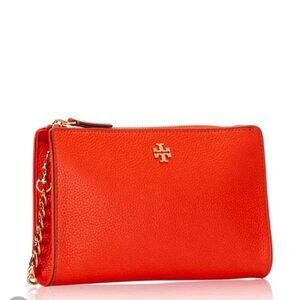 Tory Burch Carter Poppy Red Slim Leather Crossbody